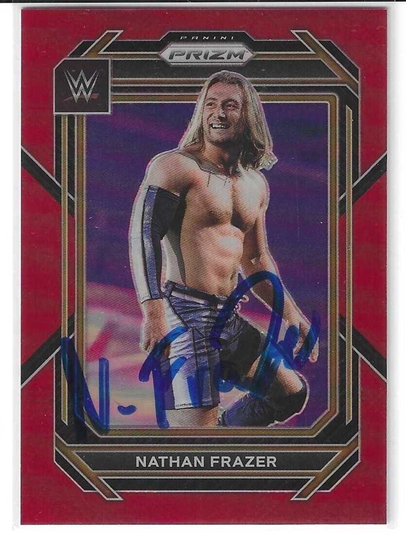 Nathan Frazer Signed 2023 Panini Prizm Red WWE NXT Card #160 065/299
