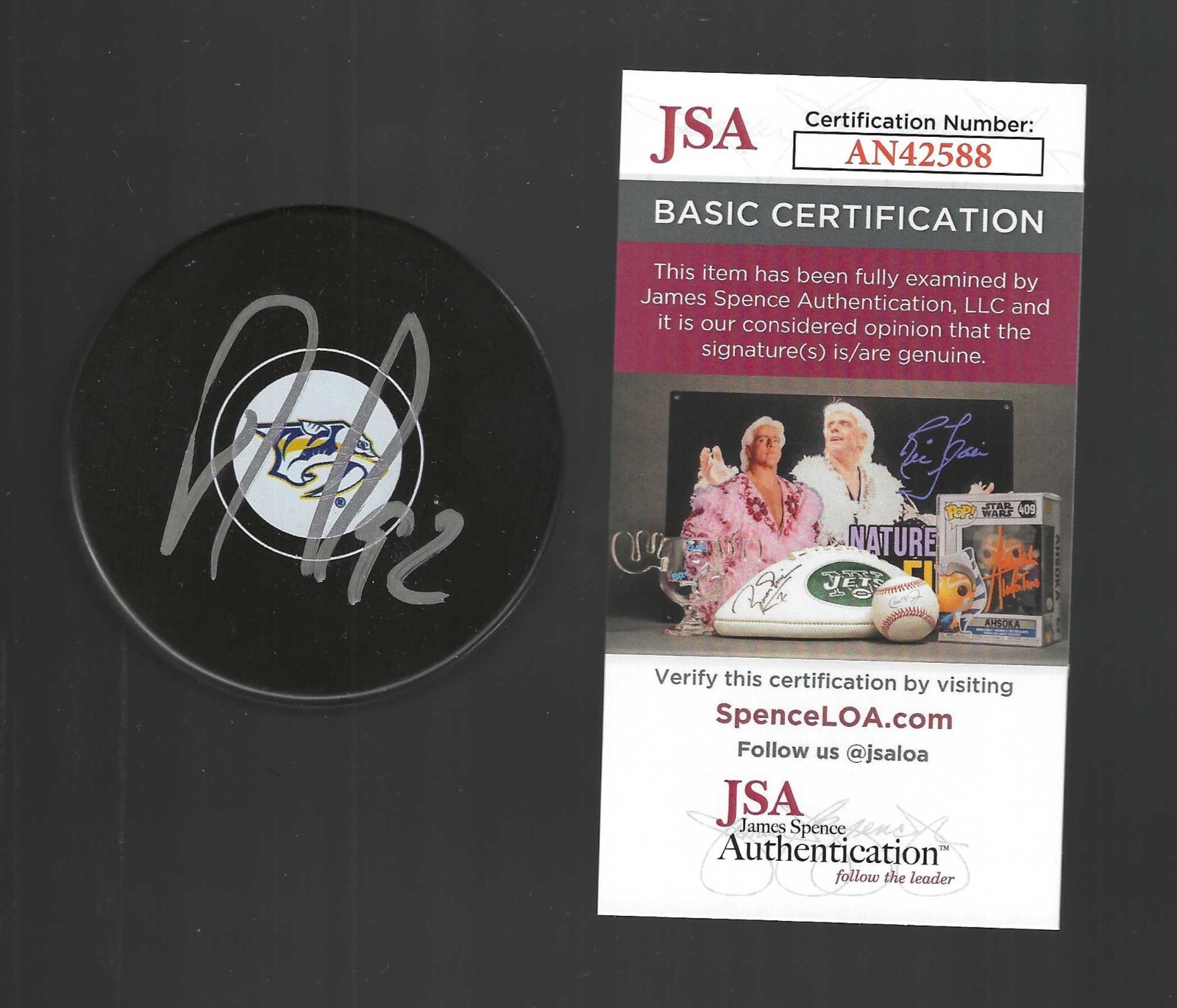 New ListingRyan Johansen Signed Nashville Predators Puck JSA COA
