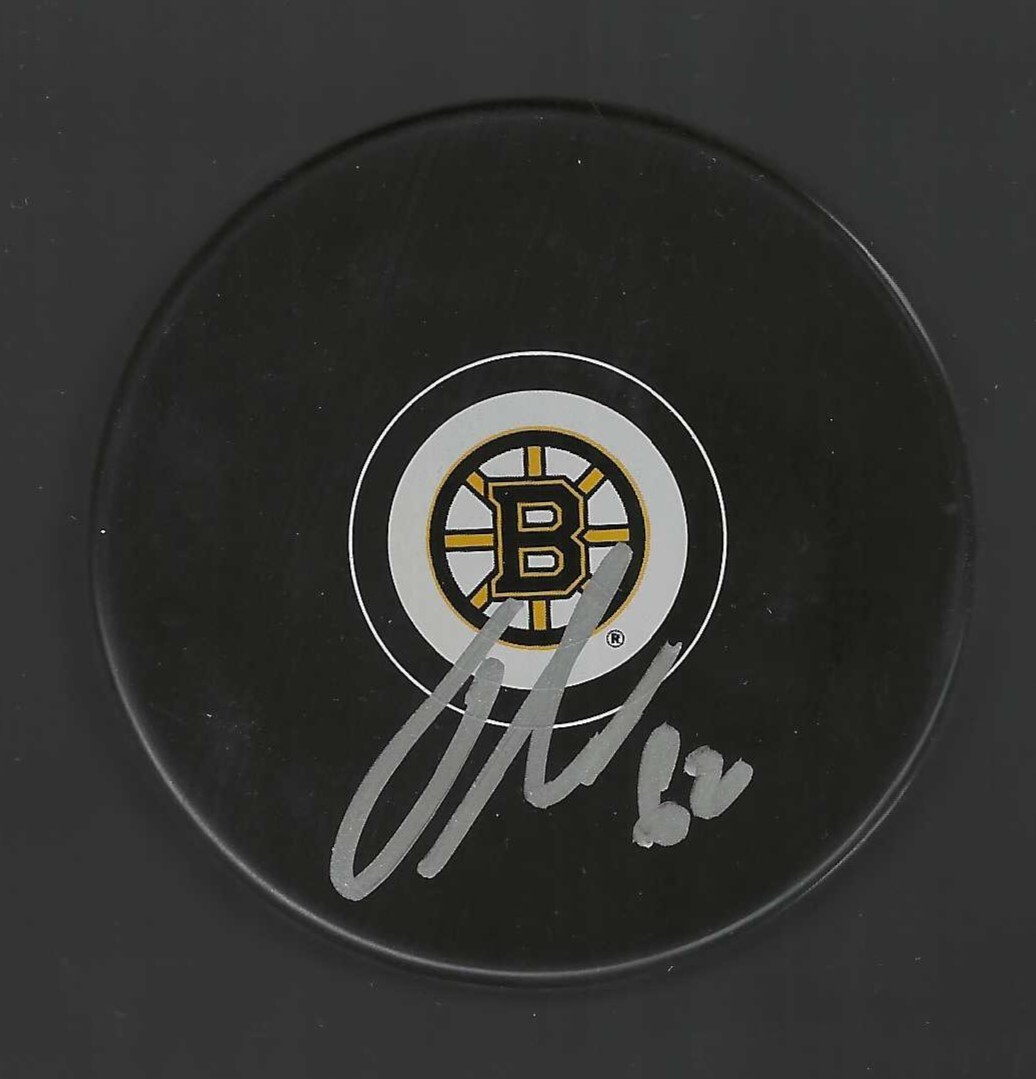 Oskar Steen Signed Boston Bruins Puck
