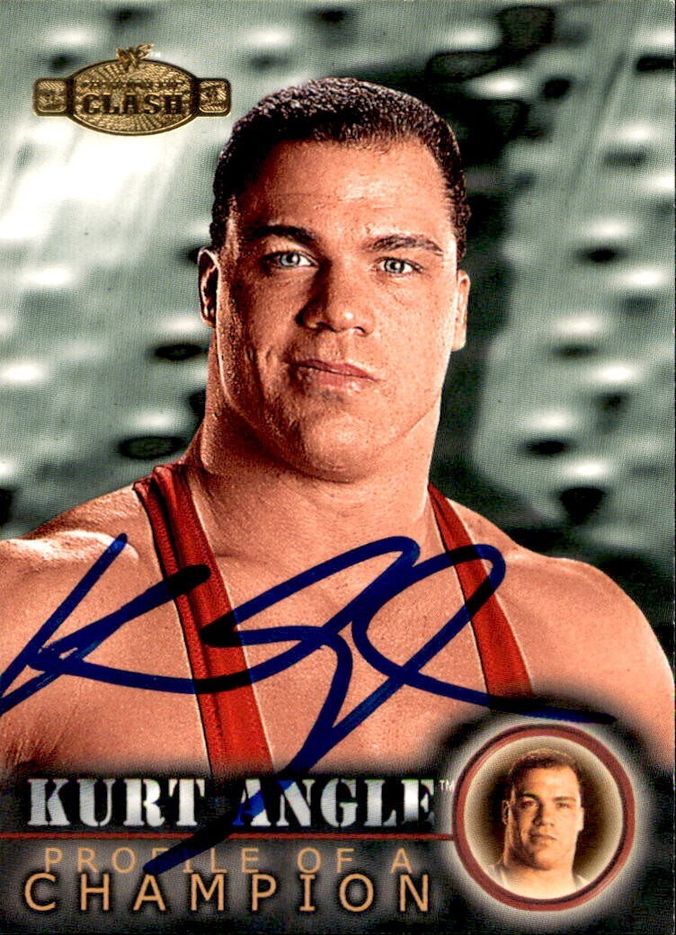 Kurt Angle Signed 2001 Fleer WWE Card #62 WWF