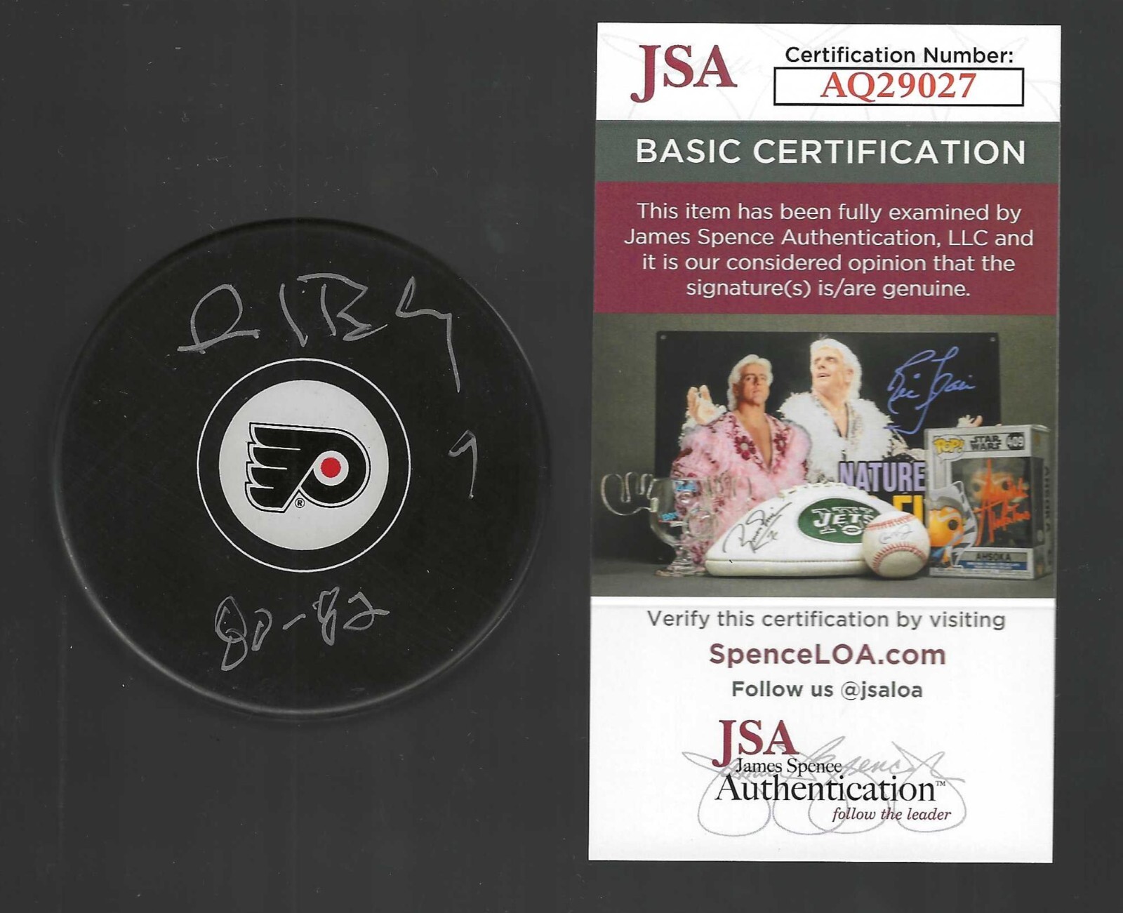 New ListingReid Bailey Signed Philadelphia Flyers Puck JSA COA