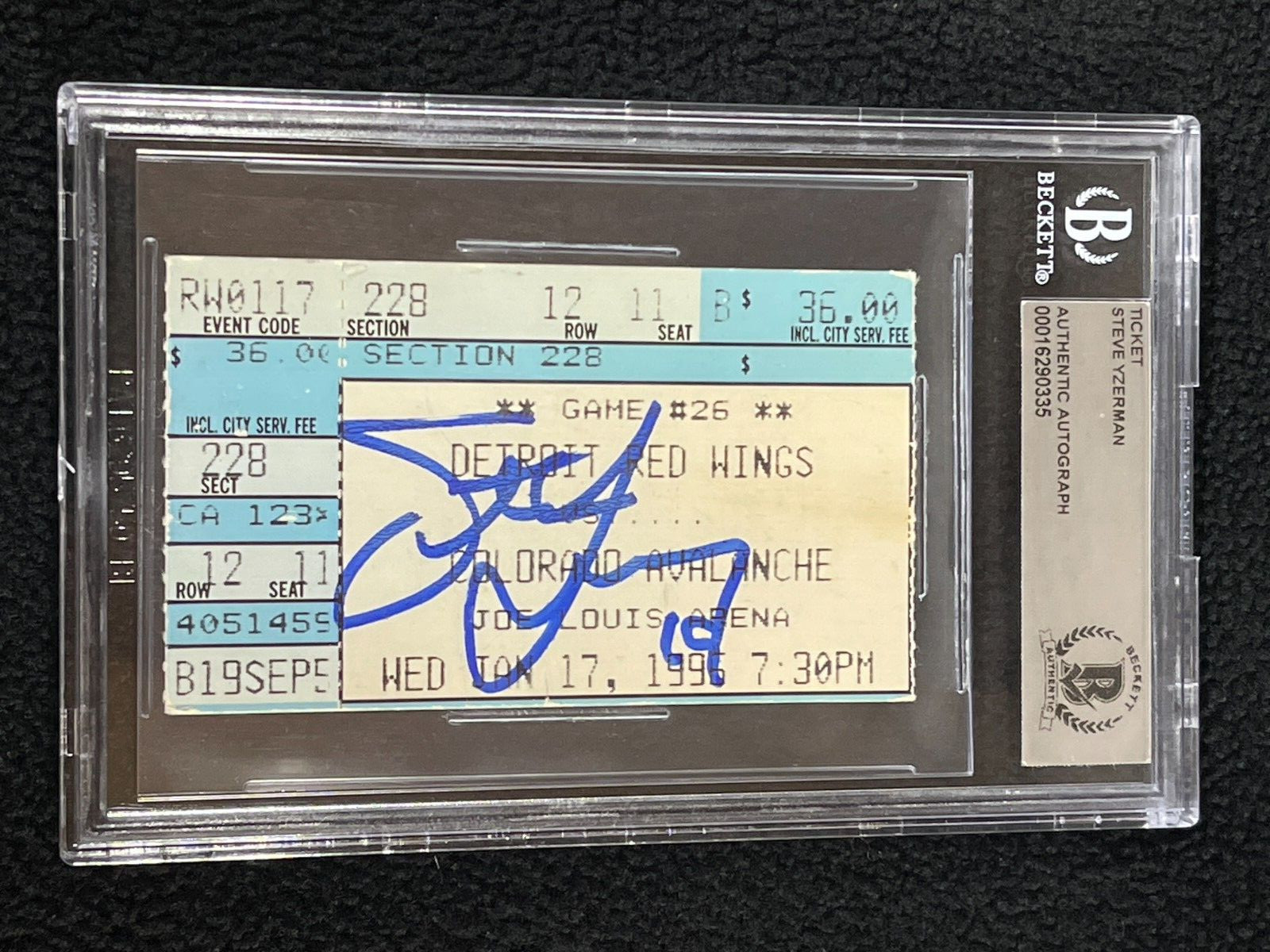 New ListingSteve Yzerman Signed Detroit Red Wings 500th Goal Ticket Stub Beckett Certified