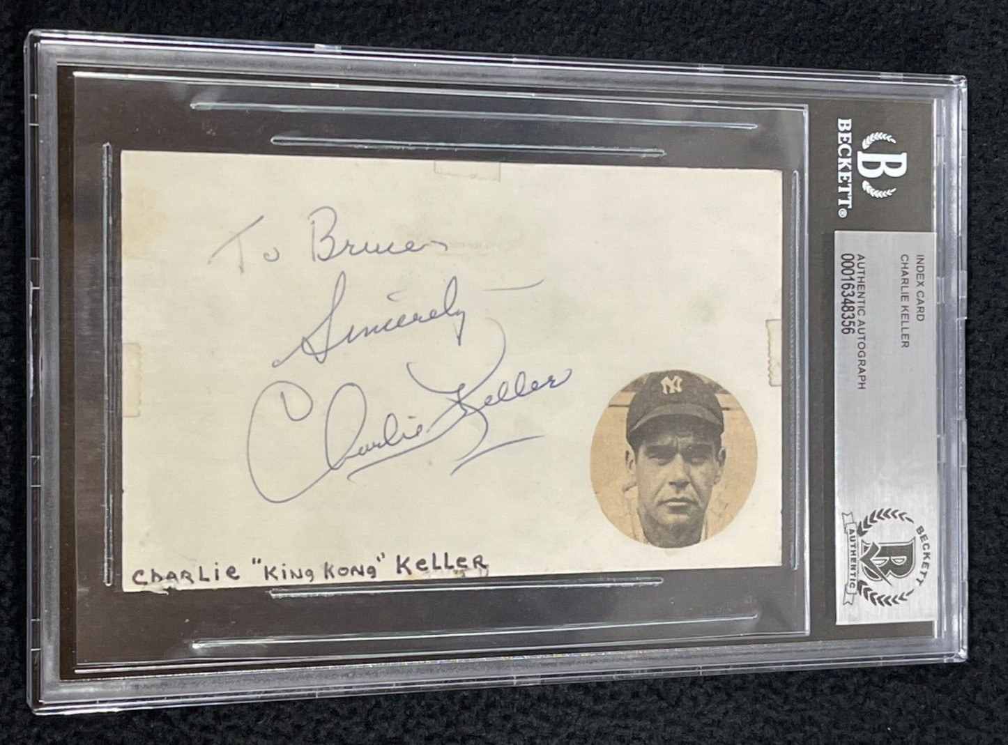 New ListingCharlie Keller Signed Index Card Beckett Certified New York Yankees