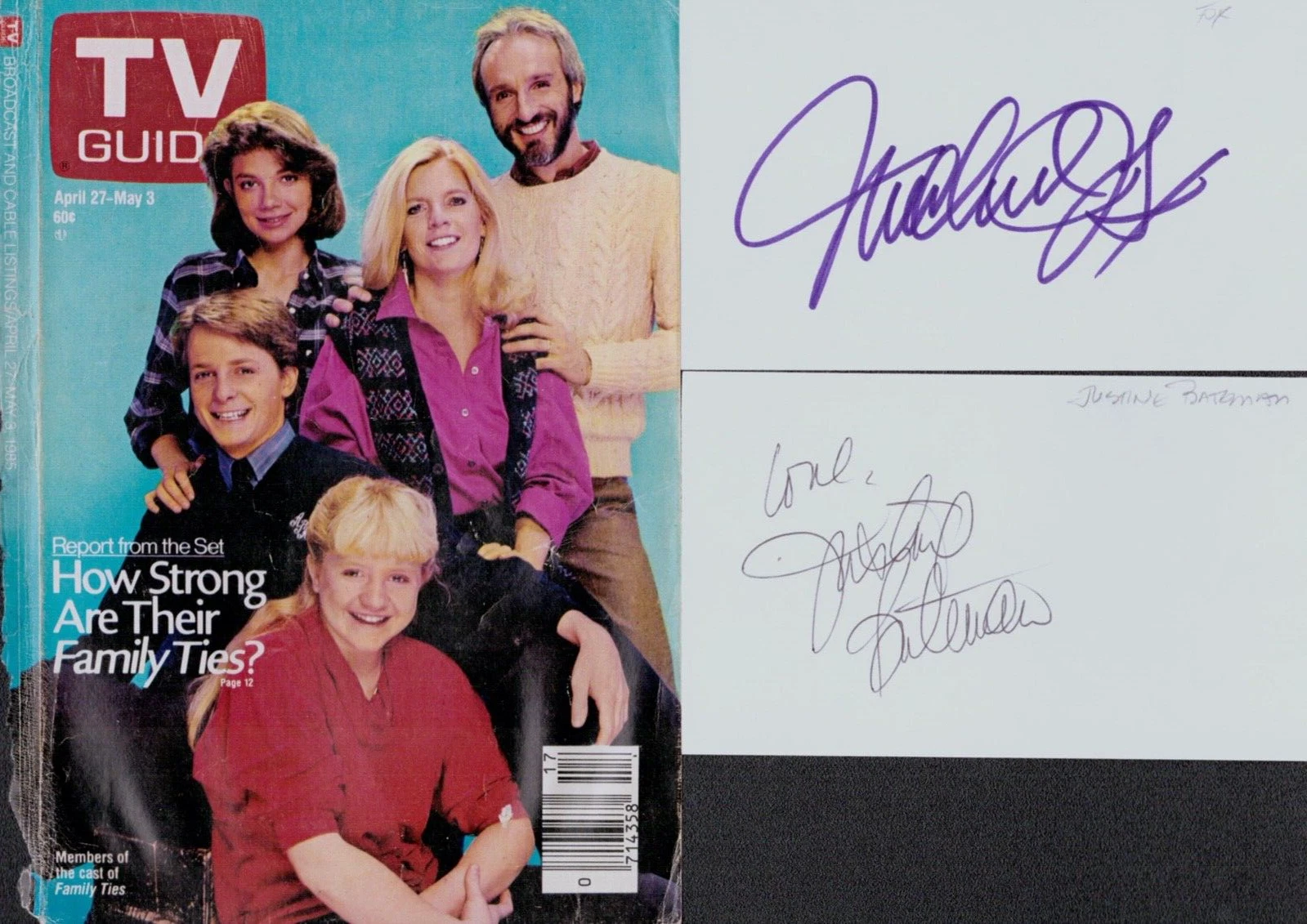 FAMILY TIES MICHAEL J FOX J BATEMAN YOTHERS +2 Signed Autograph Index Cards JSA
