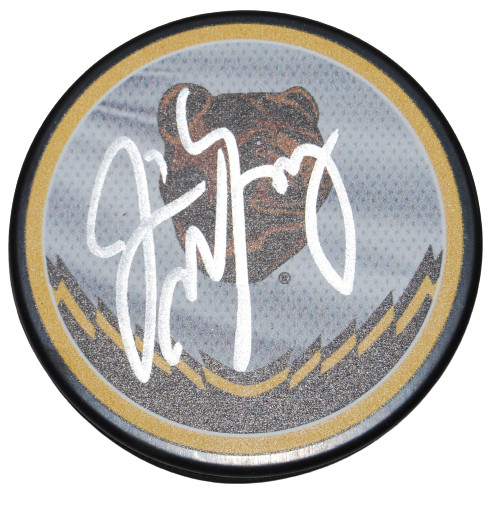 JIM MONTGOMERY signed (BOSTON BRUINS) hockey logo puck BECKETT BAS AD27386

