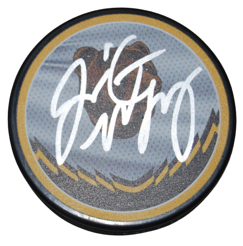 JIM MONTGOMERY signed (BOSTON BRUINS) hockey logo puck BECKETT BAS AD27387
