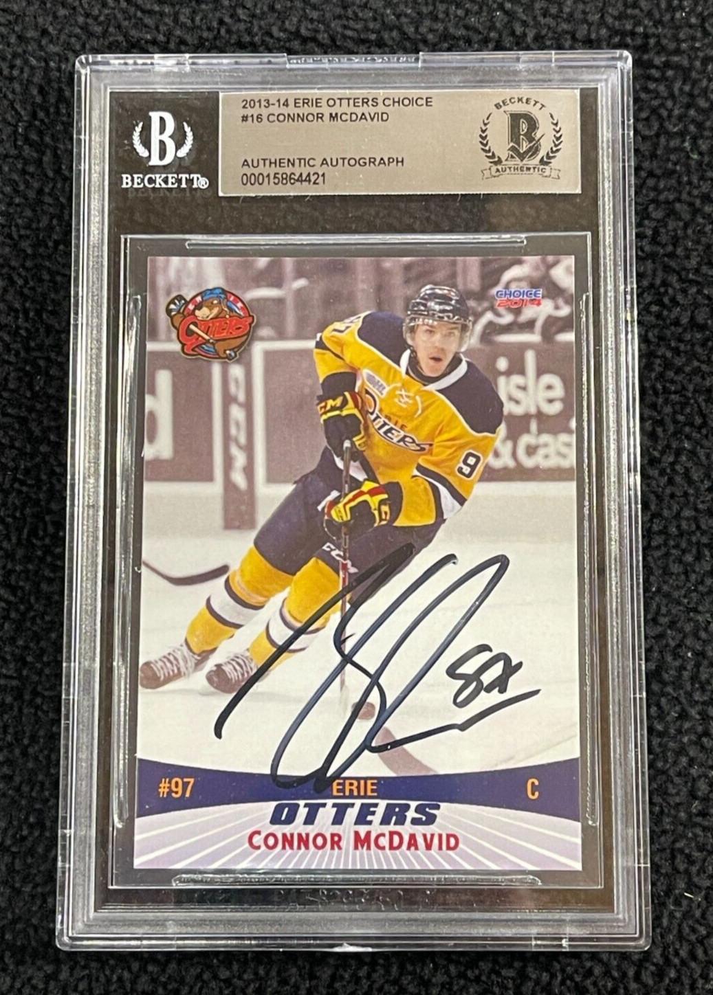 Connor McDavid Signed 2013/14 Erie Otters Team Issued Card #16 BAS Certified
