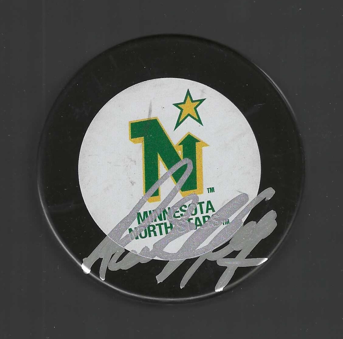 Mark Hardy Signed Minnesota North Stars Puck
