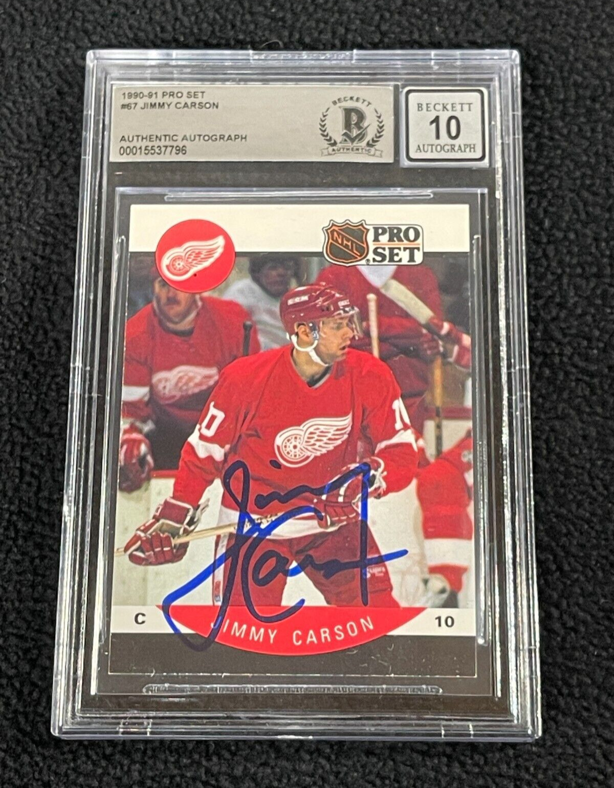 Jimmy Carson Signed 1990/91 Pro Set Card #67 Beckett Certified Auto Grade 10
