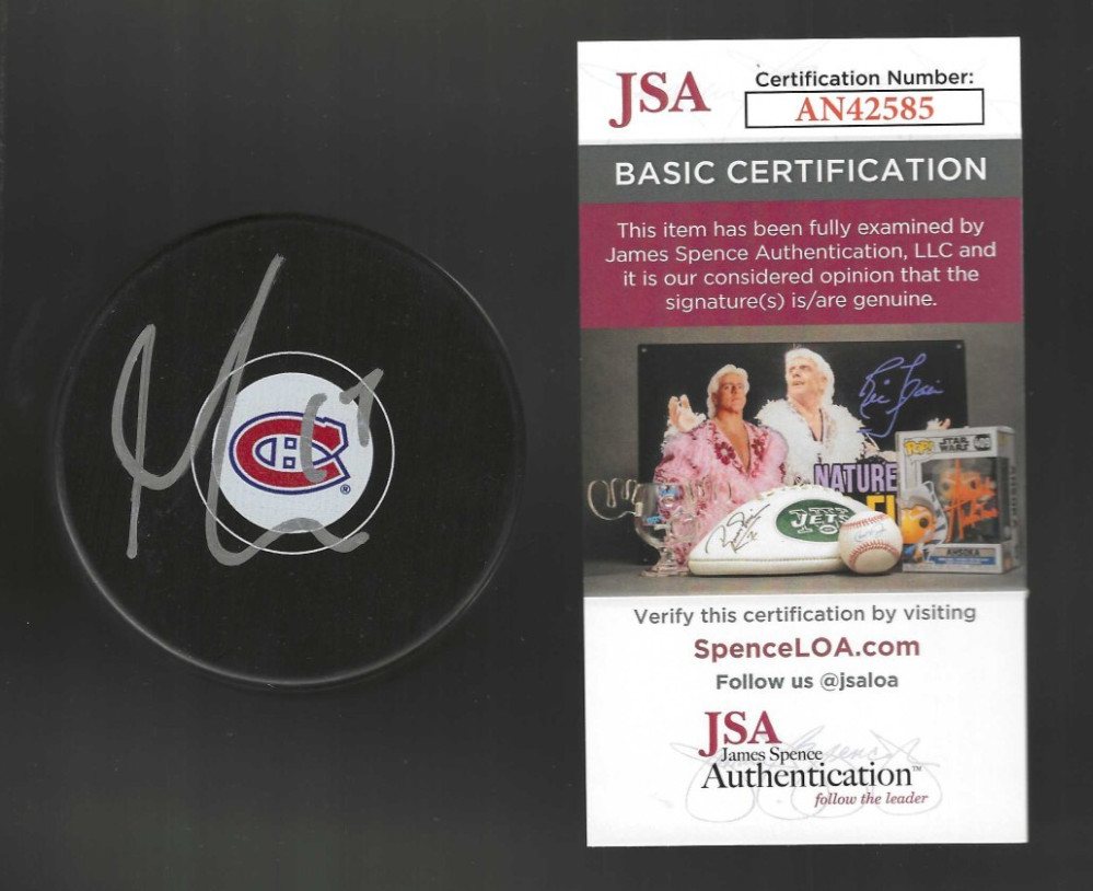 New ListingMax Domi Signed Montreal Canadiens Puck JSA COA
