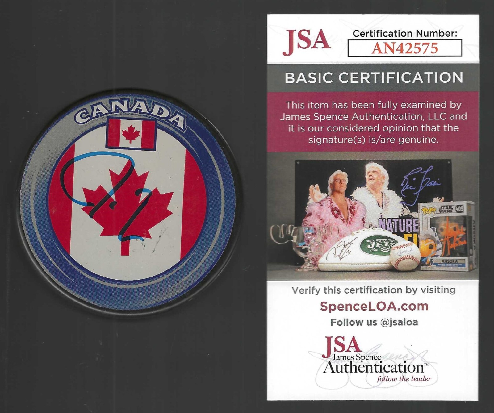 New ListingJordan Eberle Signed Team Canada Souvenir Puck JSA COA Seattle Kraken
