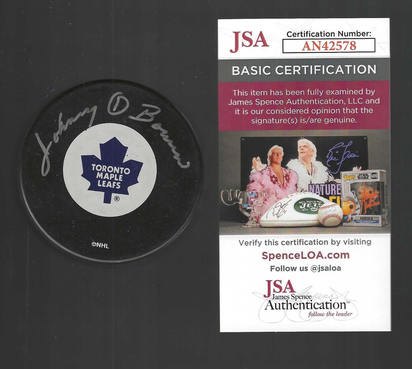 New ListingJohnny Bower Signed Toronto Maple Leafs Puck JSA COA
