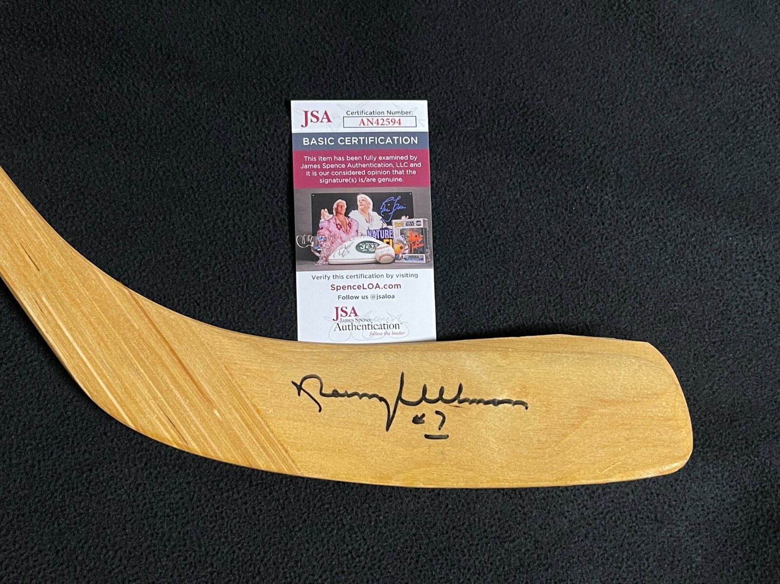 New ListingNorm Ullman Signed Detroit Red Wings Hall Of Fame Stats Stick JSA COA
