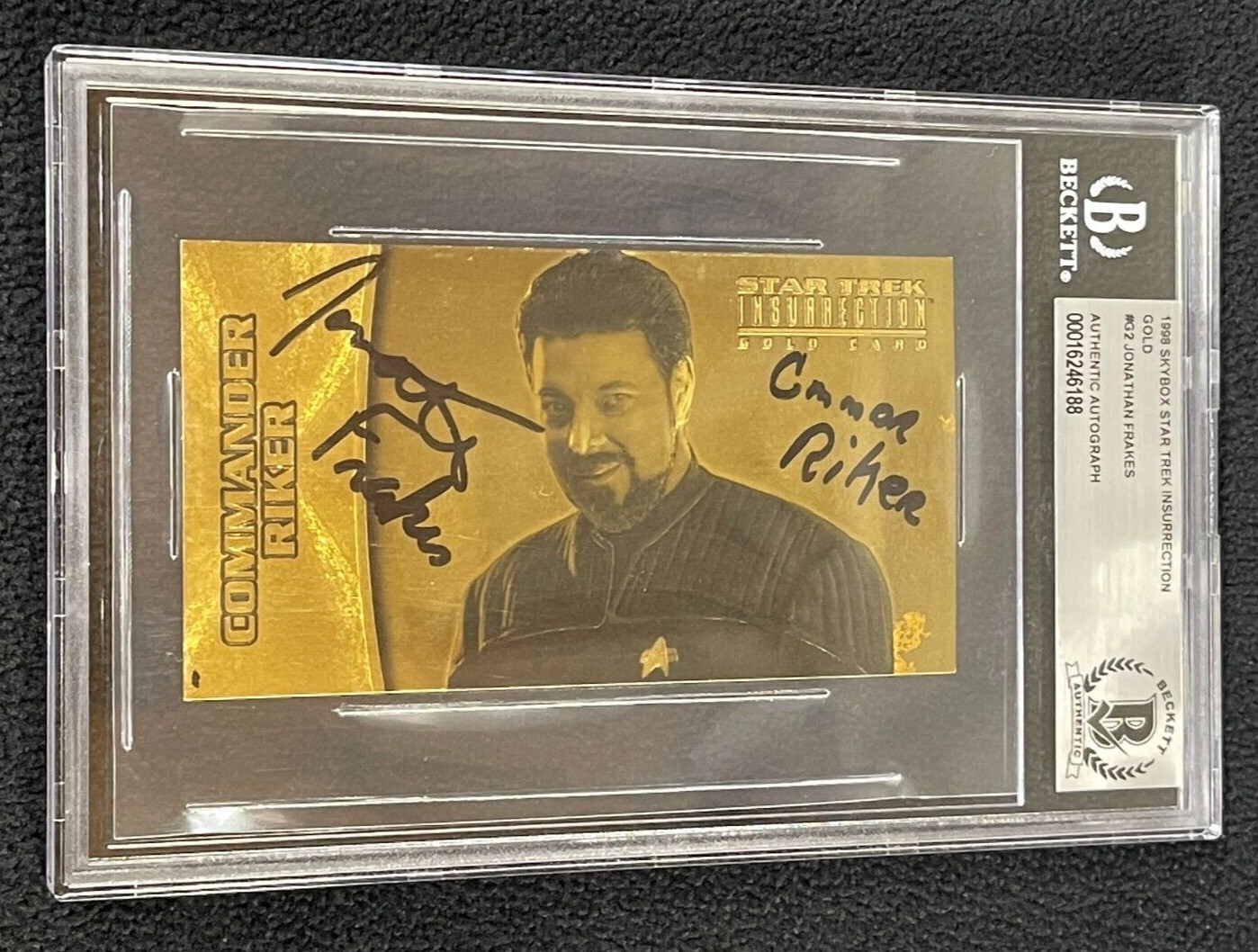 Jonathan Frakes Signed 1998 Star Trek Insurrection Gold Card BAS Authenticated