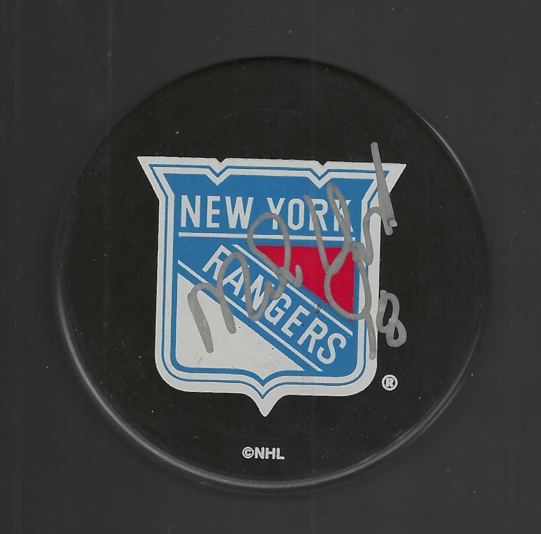 Mike York Signed New York Rangers Large Logo Puck