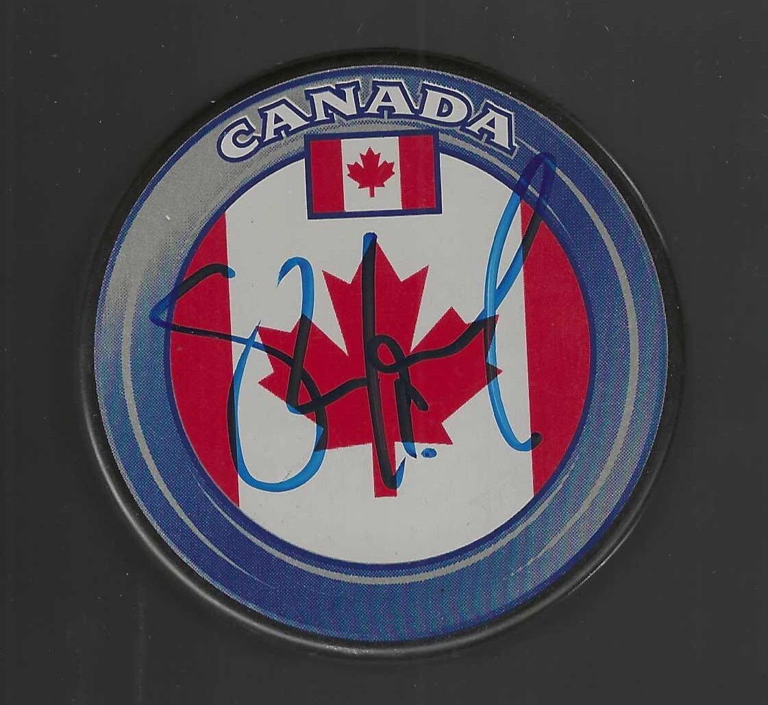 Shawn Horcoff Signed Team Canada Souvenir Puck Edmonton Oilers