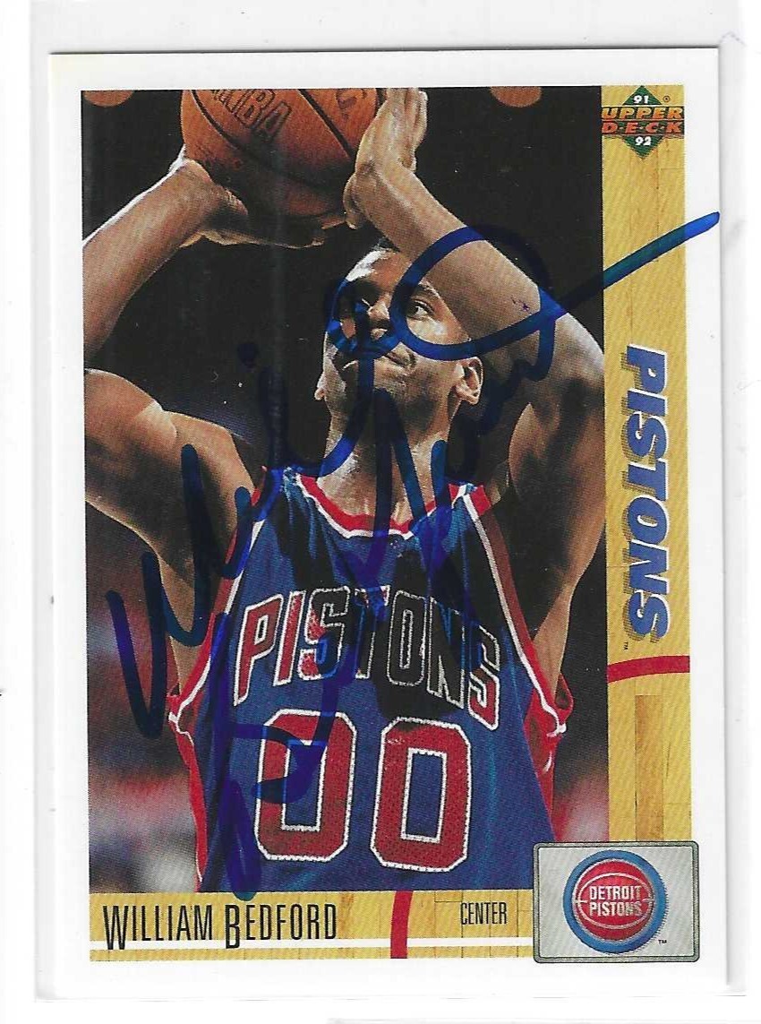 William Bedford Signed 1991/92 Upper Deck Card #183 Detroit Pistons