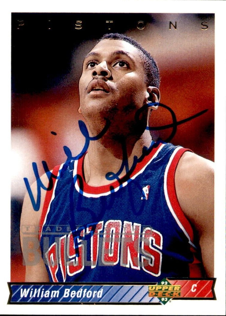 William Bedford Signed 1992/93 Upper Deck Card #83 Detroit Pistons