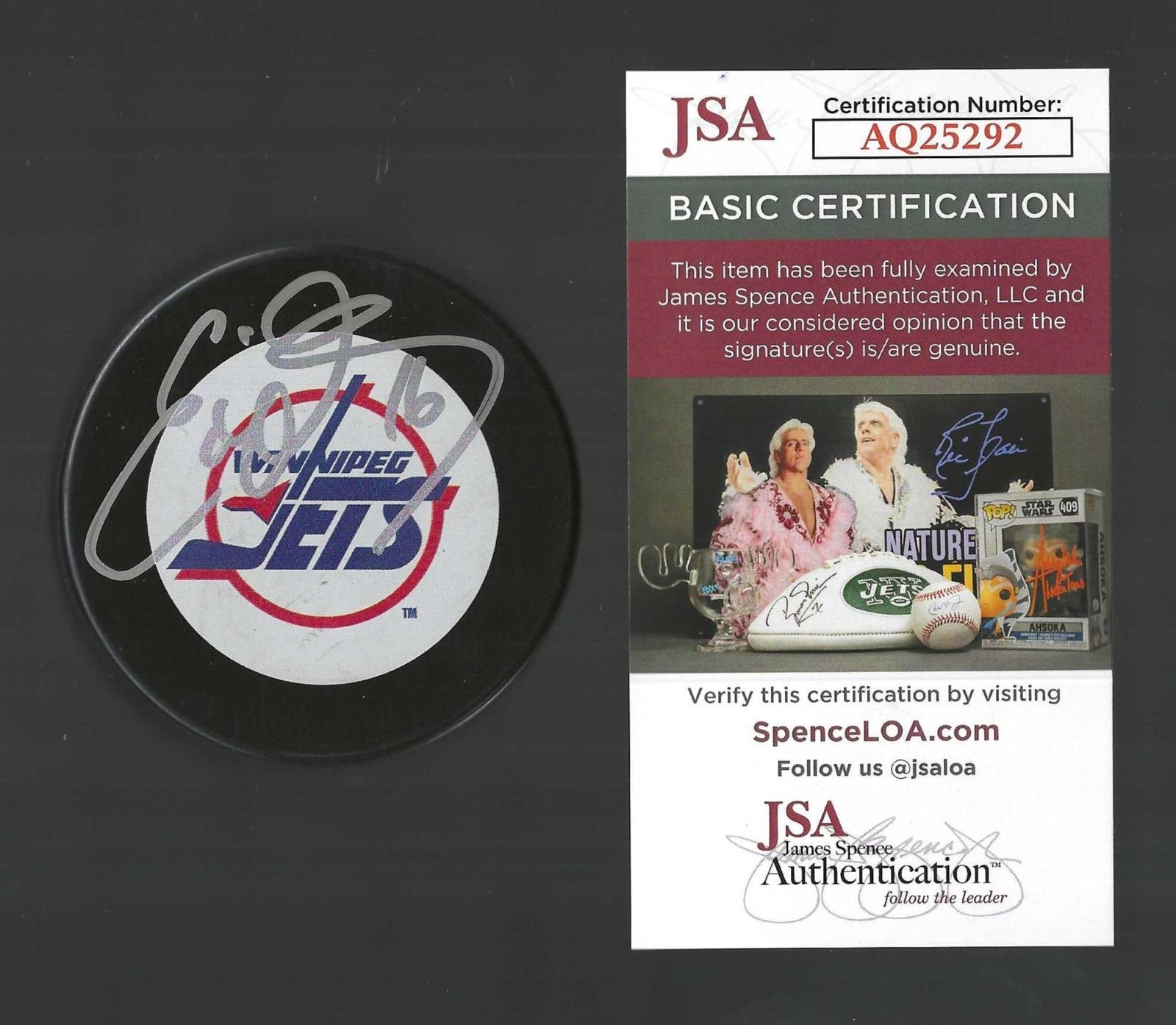 New ListingEddie Olczyk Signed Winnipeg Jets Puck JSA COA