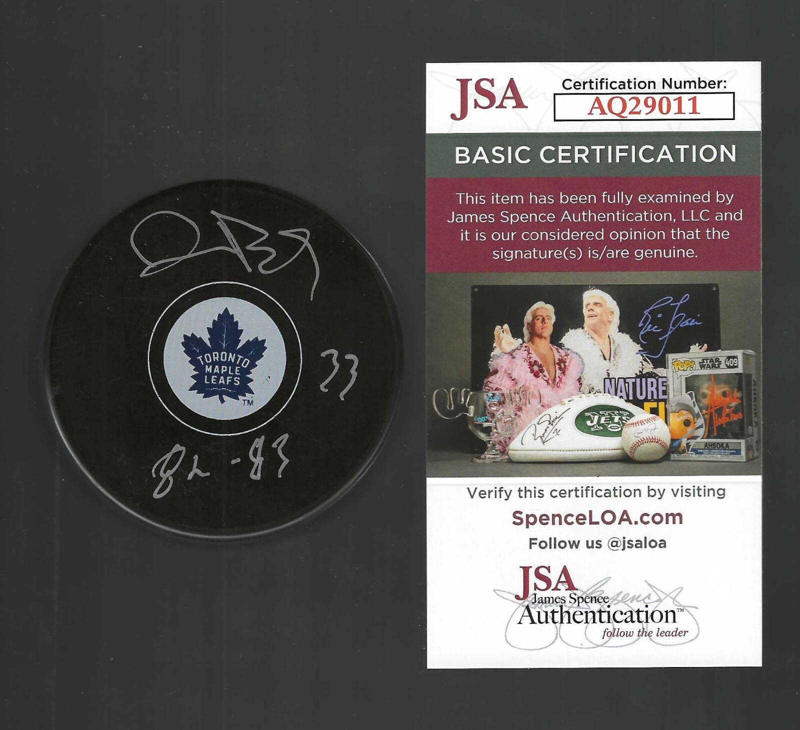 New ListingReid Bailey Signed Toronto Maple Leafs Puck JSA COA