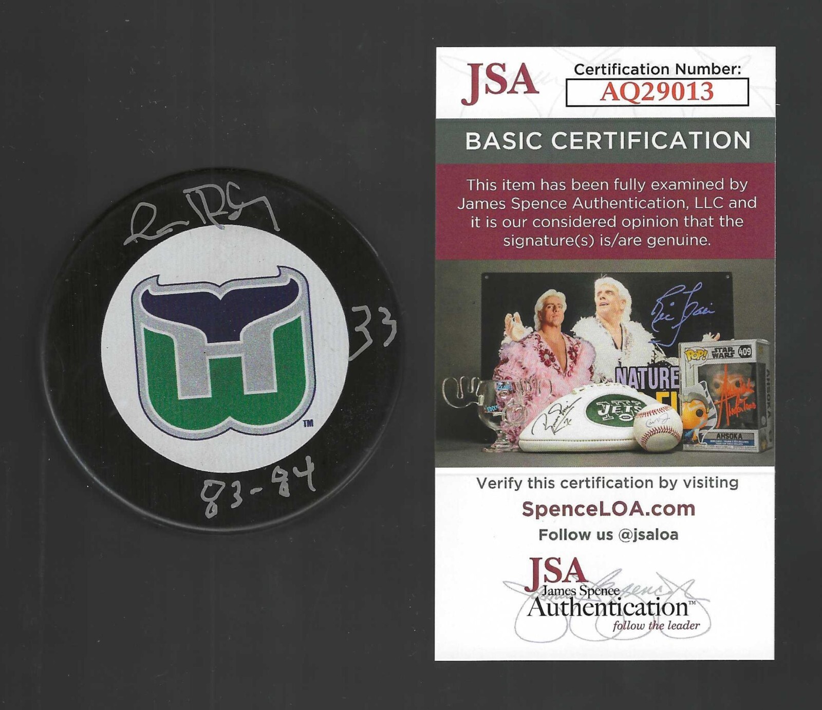 New ListingReid Bailey Signed Hartford Whalers Puck JSA COA