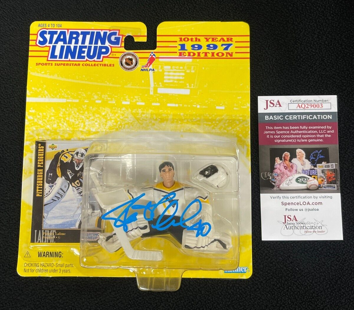 New ListingPatrick Lalime Signed Pittsburgh Penguins Starting Lineup Action Figure JSA COA