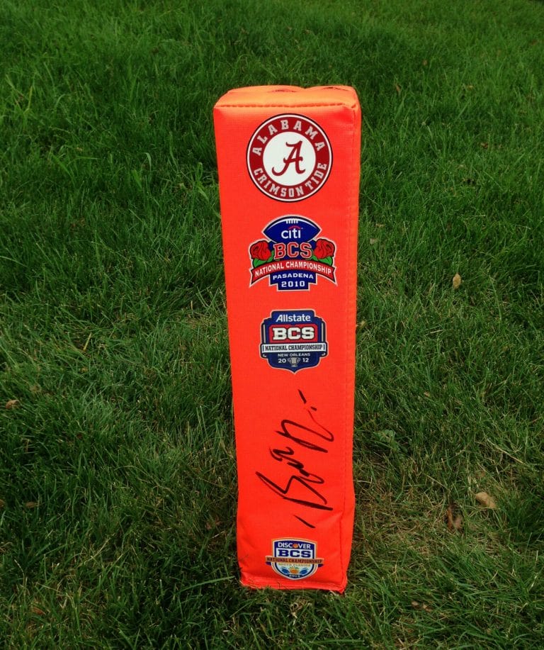 ALABAMA #75 BARRETT JONES SIGNED AUTOGRAPHED FOOTBALL PYLON COA! BCS CHAMPS!
 COLLECTIBLE MEMORABILIA