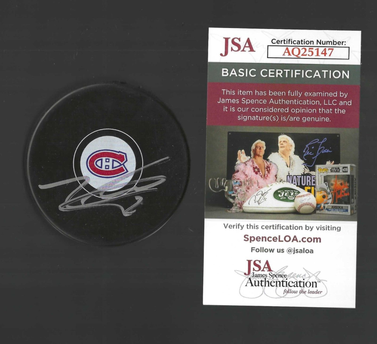 ALEX NEWHOOK SIGNED MONTREAL CANADIENS PUCK JSA COA COLLECTIBLE MEMORABILIA