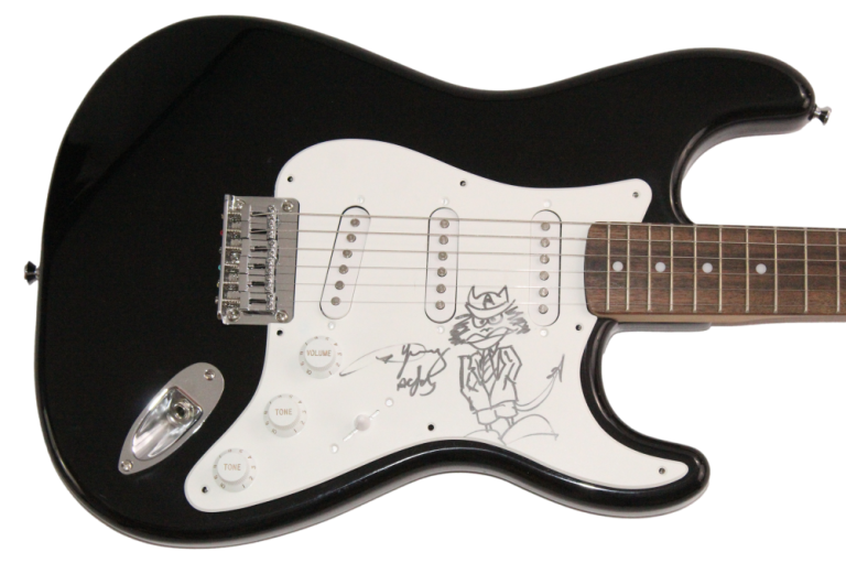ANGUS YOUNG SIGNED AUTOGRAPH FENDER GUITAR AMAZING ORIGINAL ART SKETCH AC/DC JSA COLLECTIBLE MEMORABILIA
