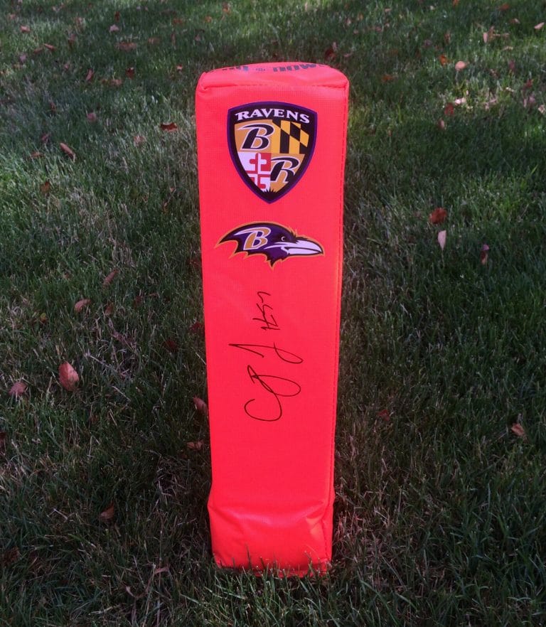 BALTIMORE RAVENS #57 CJ MOSLEY SIGNED AUTOGRAPHED FOOTBALL PYLON COA!
 COLLECTIBLE MEMORABILIA