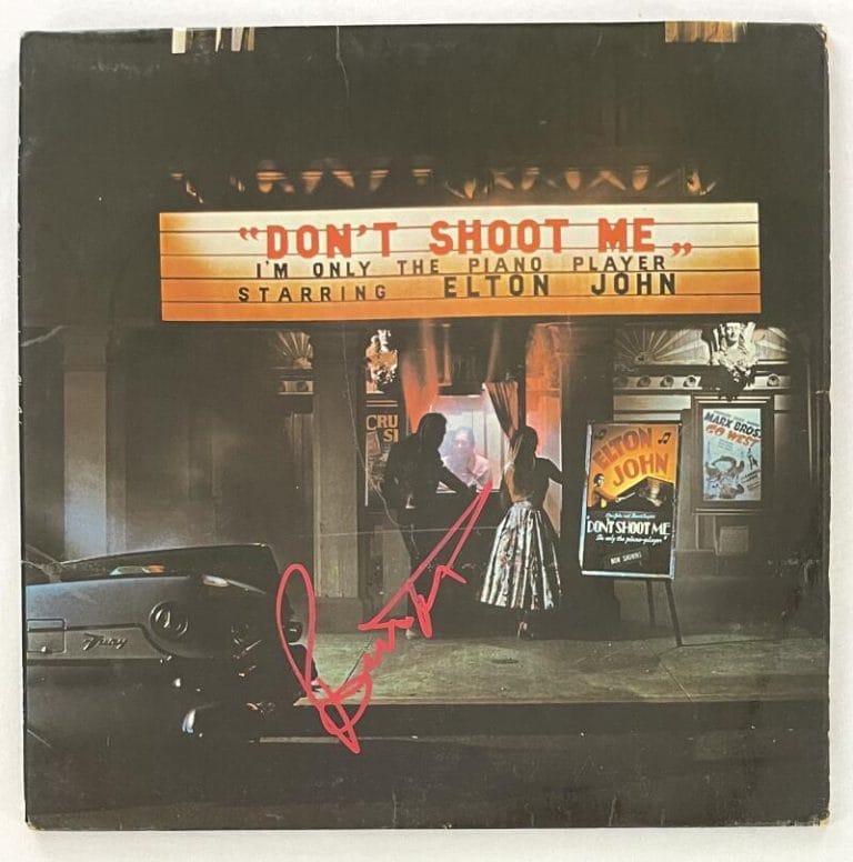 BERNIE TAUPIN SIGNED AUTOGRAPH ALBUM LP DON’T SHEET ME I’M ONLY THE PIANO PLAYER COLLECTIBLE MEMORABILIA