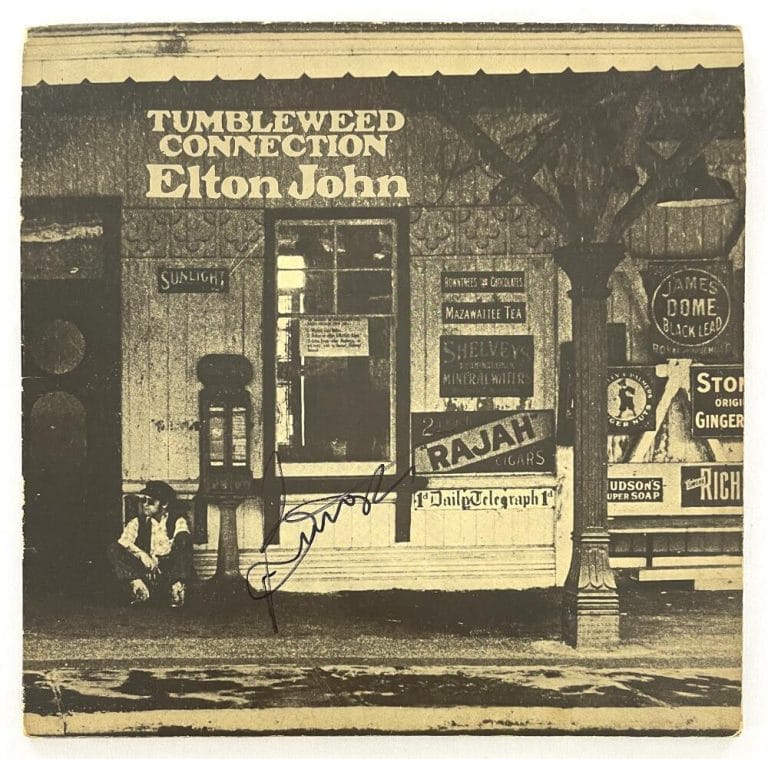 BERNIE TAUPIN SIGNED AUTOGRAPH ALBUM LP ELTON JOHN TUMBLEWEED CONNECTION JSA COA COLLECTIBLE MEMORABILIA