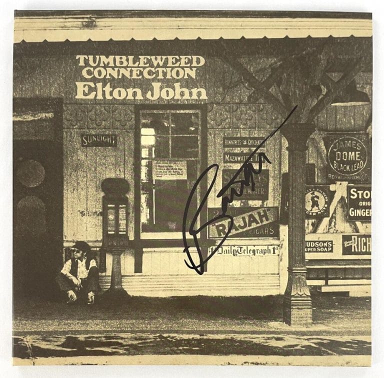BERNIE TAUPIN SIGNED AUTOGRAPH ALBUM RECORD ELTON JOHN TUMBLEWEED CONNECTION JSA COLLECTIBLE MEMORABILIA