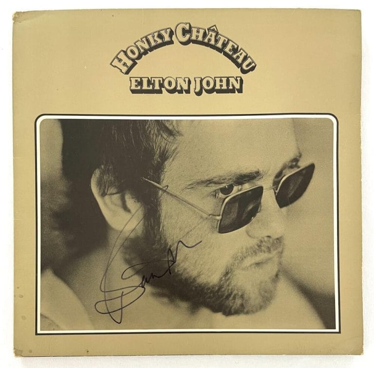 BERNIE TAUPIN SIGNED AUTOGRAPH ALBUM RECORD LP ELTON JOHN HONKY CHATEAU JSA COA COLLECTIBLE MEMORABILIA