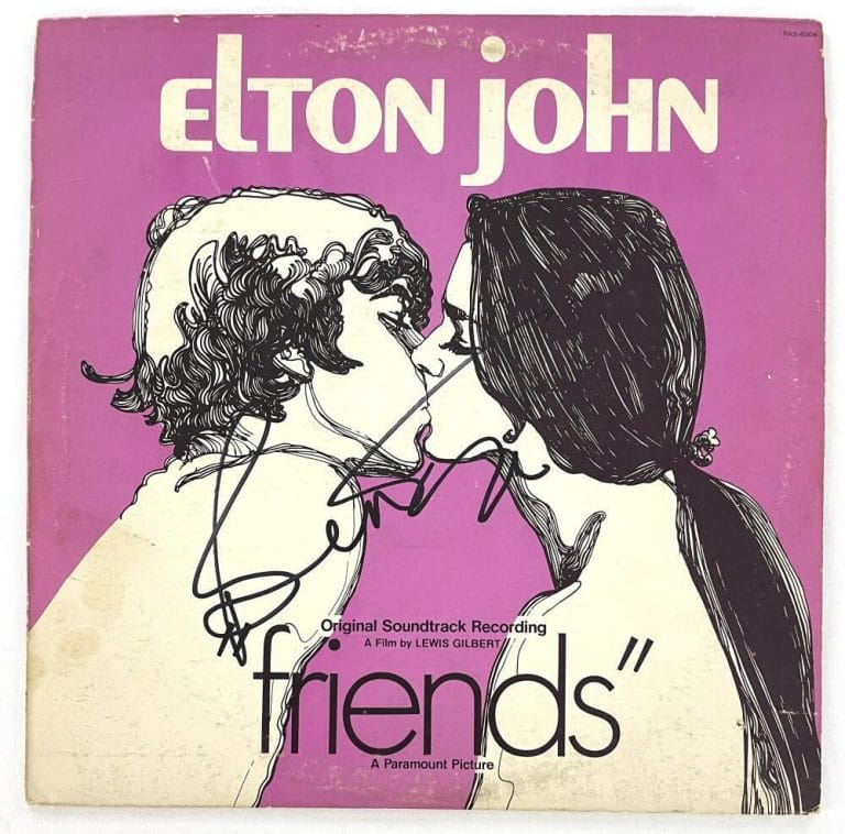 BERNIE TAUPIN SIGNED AUTOGRAPH ALBUM VINYL RECORD – FRIENDS SOUNDTRACK JSA COA COLLECTIBLE MEMORABILIA