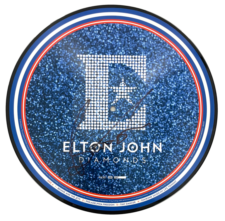 BERNIE TAUPIN SIGNED AUTOGRAPH ALBUM VINYL RECORD DISC ELTON JOHN DIAMONDS JSA COLLECTIBLE MEMORABILIA