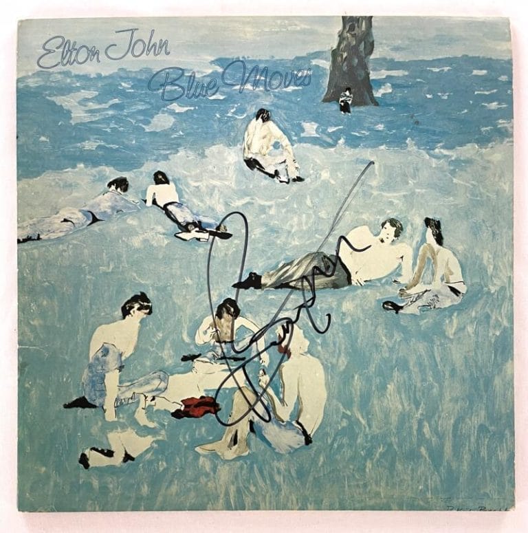 BERNIE TAUPIN SIGNED AUTOGRAPH ALBUM VINYL RECORD LP ELTON JOHN BLUE MOVES JSA COLLECTIBLE MEMORABILIA
