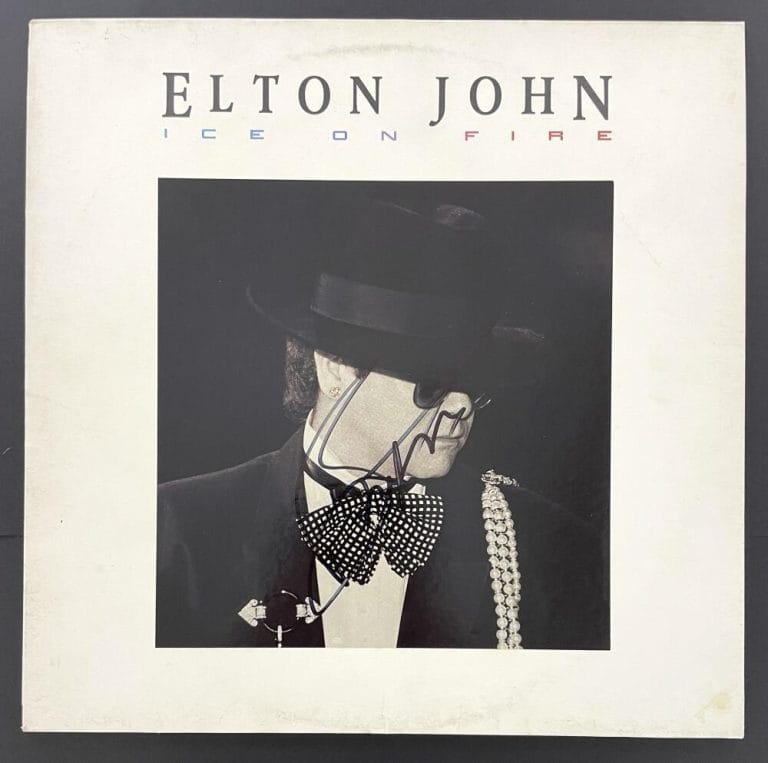 BERNIE TAUPIN SIGNED AUTOGRAPH ALBUM VINYL RECORD LP ELTON JOHN ICE ON FIRE JSA COLLECTIBLE MEMORABILIA