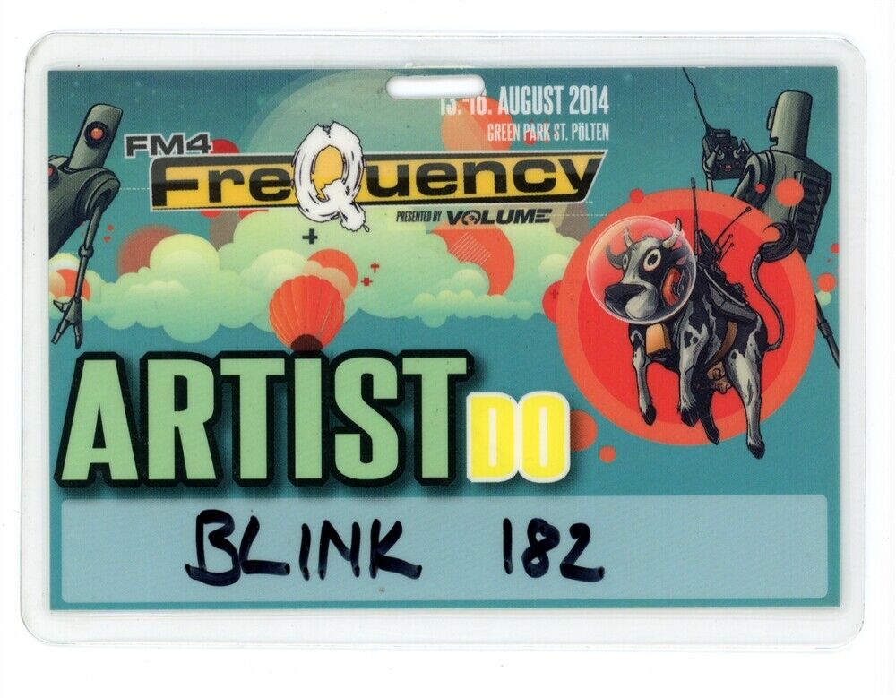 Blink 182 2014 FreQuency ARTIST Do Laminated Backstage Pass Autographia
