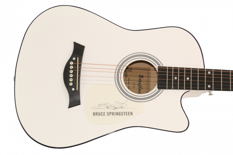 BRUCE SPRINGSTEEN SIGNED AUTOGRAPH ACOUSTIC GUITAR – GREETINGS FROM ASBURY PARK
 COLLECTIBLE MEMORABILIA