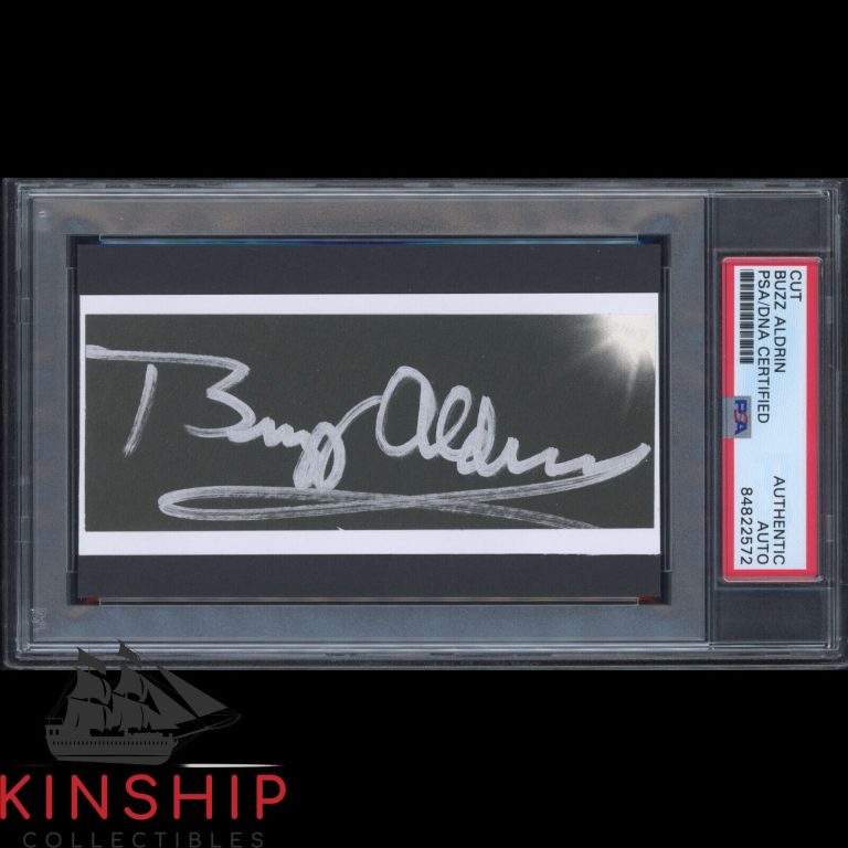 BUZZ ALDRIN SIGNED CUT PSA DNA SLABBED AUTO APOLLO 11 SPACE ASTRONAUT BOLD C2184 COLLECTIBLE MEMORABILIA