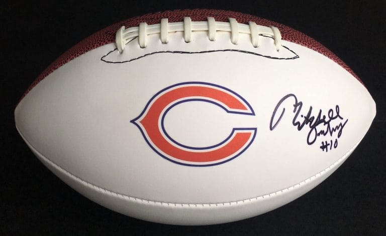 CHICAGO BEARS #10 MITCHELL TRUBISKY SIGNED AUTOGRAPHED FOOTBALL COA! FULL SIG!
 COLLECTIBLE MEMORABILIA