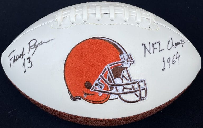 CLEVELAND BROWNS #13 FRANK RYAN SIGNED AUTOGRAPHED LOGO FOOTBALL! 1964 CHAMPS!
 COLLECTIBLE MEMORABILIA