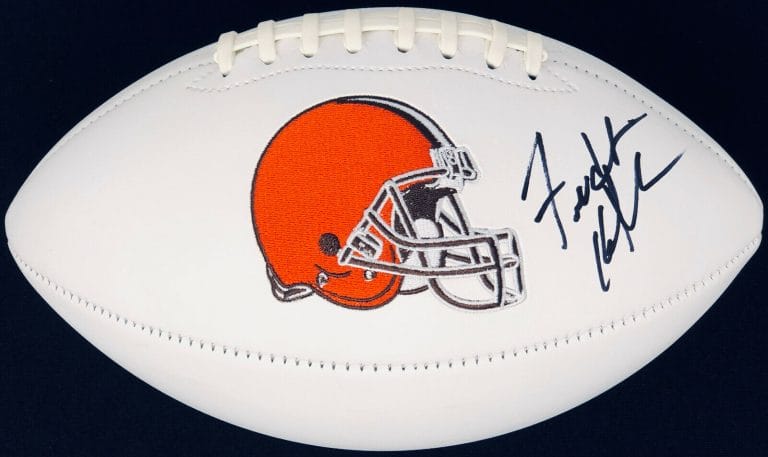 CLEVELAND BROWNS FREDDIE KITCHENS SIGNED AUTOGRAPHED FOOTBALL COA BAKER MAYFIELD
 COLLECTIBLE MEMORABILIA