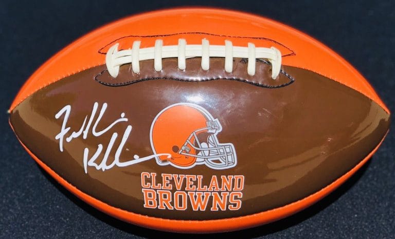 CLEVELAND BROWNS FREDDIE KITCHENS SIGNED AUTOGRAPHED FOOTBALL COA BAKER MAYFIELD
 COLLECTIBLE MEMORABILIA