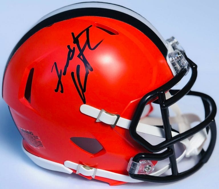 CLEVELAND BROWNS FREDDIE KITCHENS SIGNED AUTOGRAPHED MINI HELMET COA! BAKER
 COLLECTIBLE MEMORABILIA