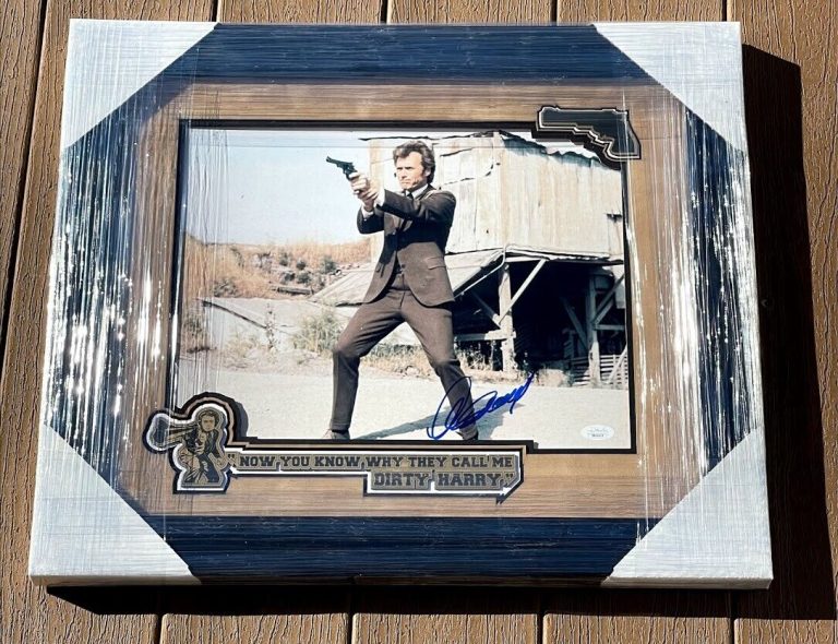 CLINT EASTWOOD SIGNED FRAMED & MATTED DIRTY HARRY 16×20 COLOR PHOTO JSA COA COLLECTIBLE MEMORABILIA
