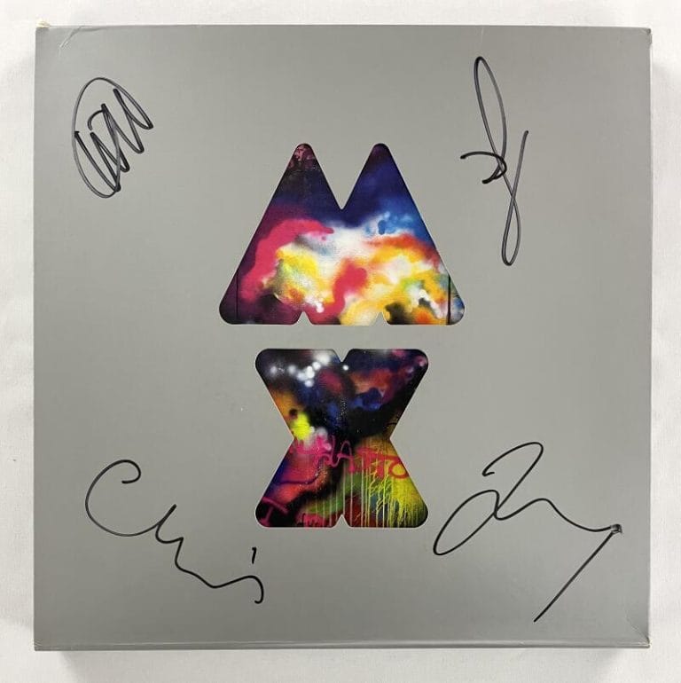 COLDPLAY BAND SIGNED AUTOGRAPH MYLO XYLOTO ALBUM RECORD SET CHRIS MARTIN JSA COA COLLECTIBLE MEMORABILIA