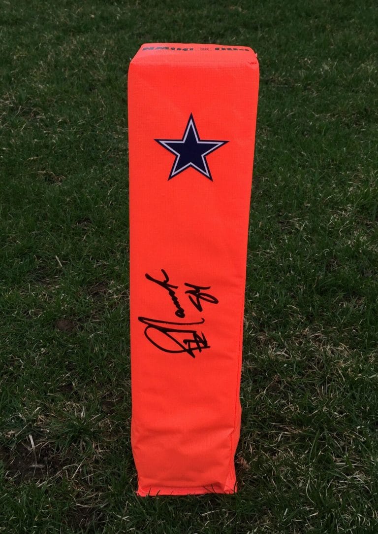DALLAS COWBOYS #84 JAY NOVACEK SIGNED AUTOGRAPHED FOOTBALL PYLON COA! PROOF
 COLLECTIBLE MEMORABILIA