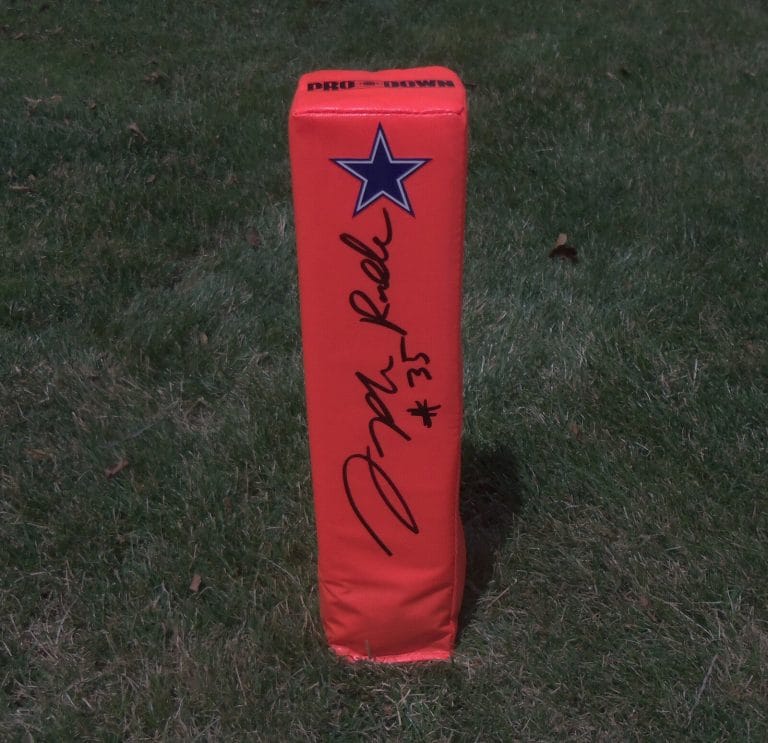 DALLAS COWBOYS JOSEPH RANDLE SIGNED AUTOGRAPHED FOOTBALL PYLON COA! PROOF!
 COLLECTIBLE MEMORABILIA